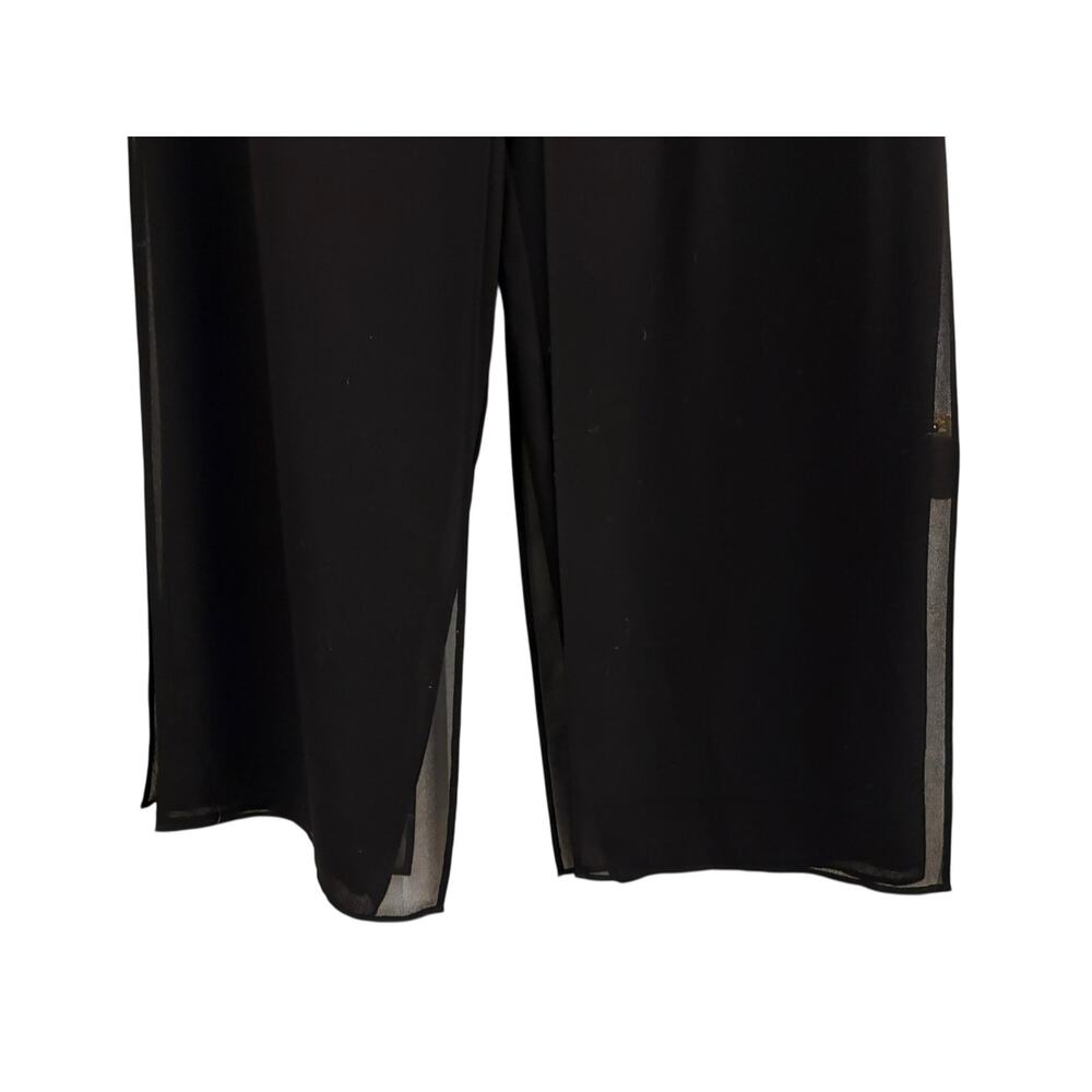 Joseph Ribkoff Classic Chiffon Overlay Black Flowy Pants Festive Holiday Party - Picture 2 of 11